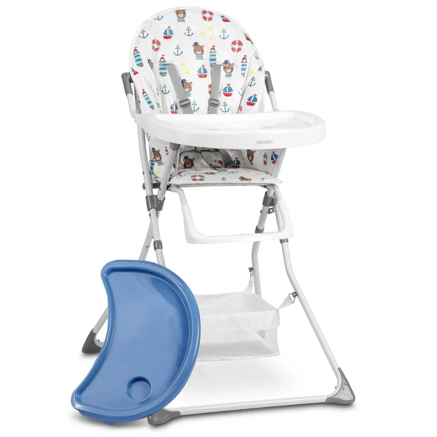 Krzesełko do karmienia, Eldo, biało-niebieski