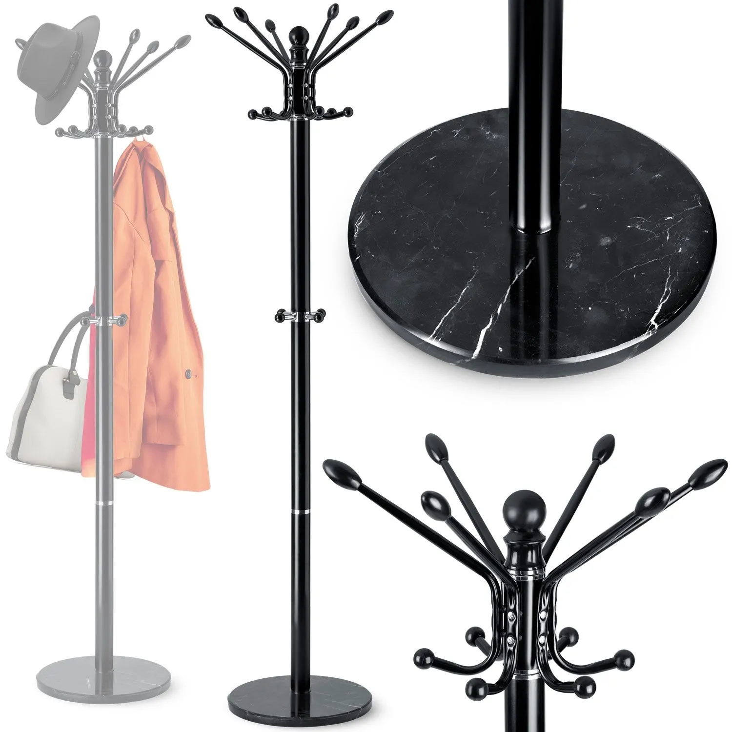 Wieszak na ubrania, podłogowy, Massido, 47x47x175 cm, czarny