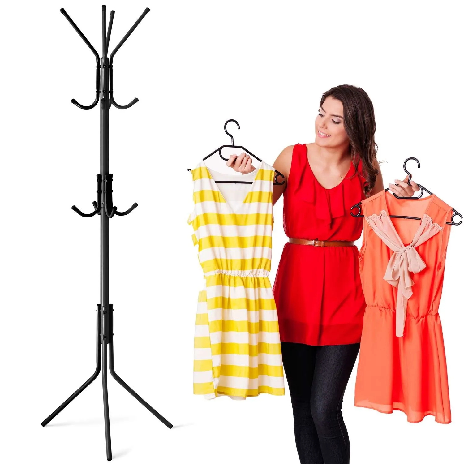 Wieszak na ubrania, stojący, Massido, 54x174 cm, czarny