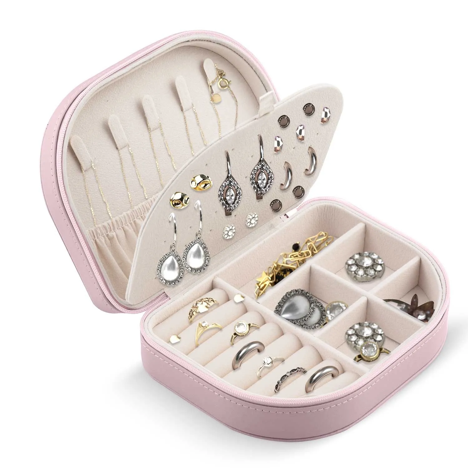 Szkatułka na biżuterię, Massido, 16x12x5 cm, różowa