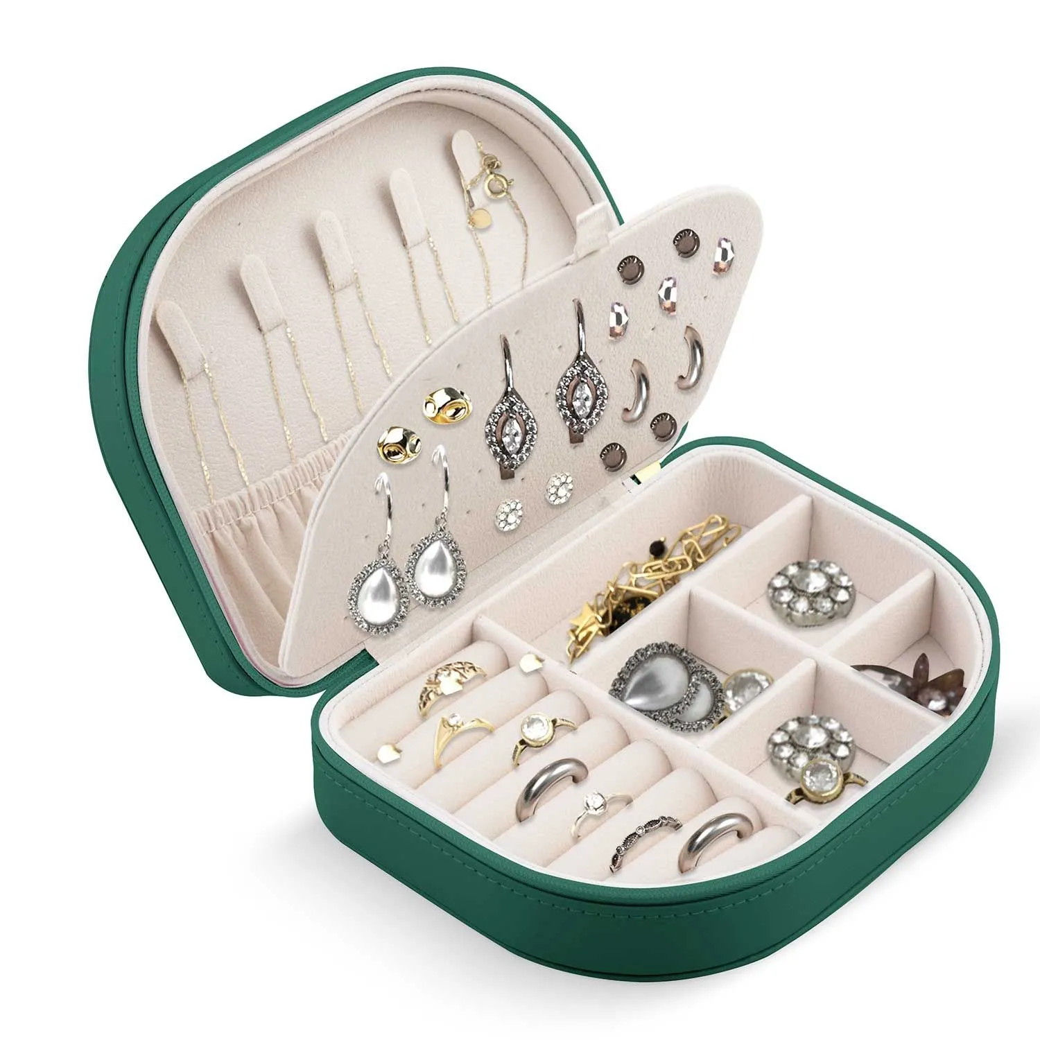 Szkatułka na biżuterię, Massido, 16x12x5 cm, zielona