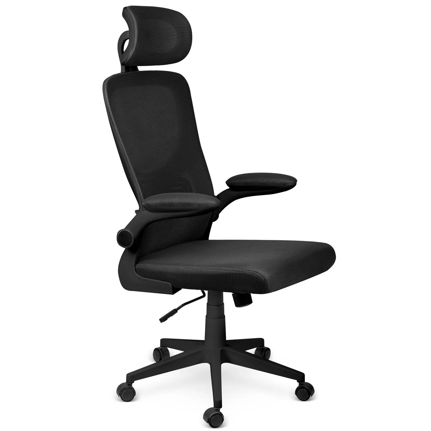 Fotel obrotowy, biurowy, mikrosiatka, Brass, czarny