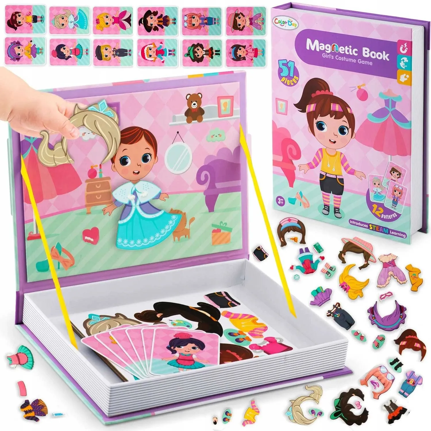 Książka magnetyczna, puzzle, garderoba dziewczynki, Ricokids