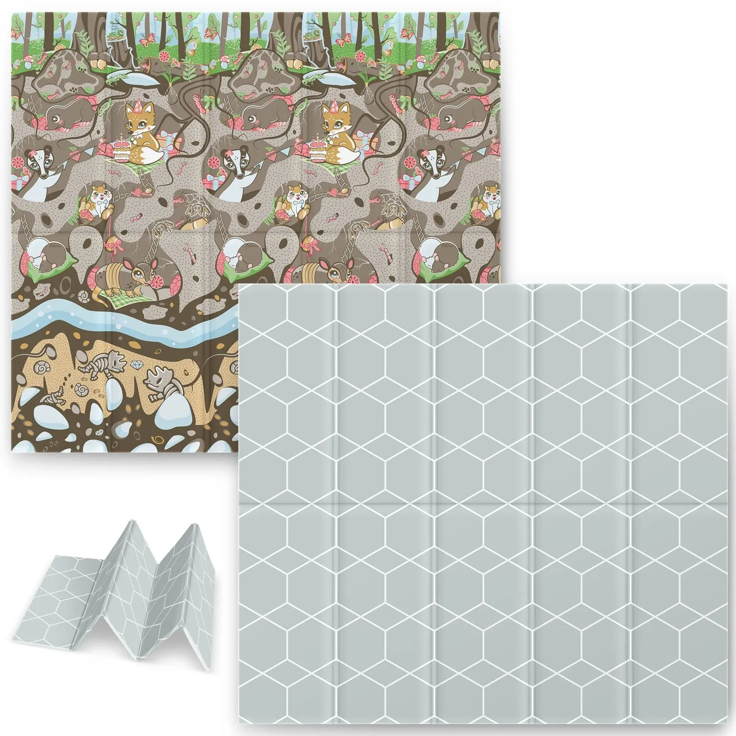 Duża mata piankowa, dwustronna, Nukido, 200x180x1 cm