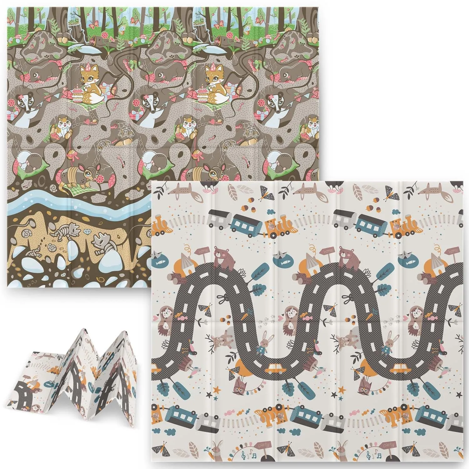 Duża mata piankowa, dwustronna, Nukido, 200x180x1 cm