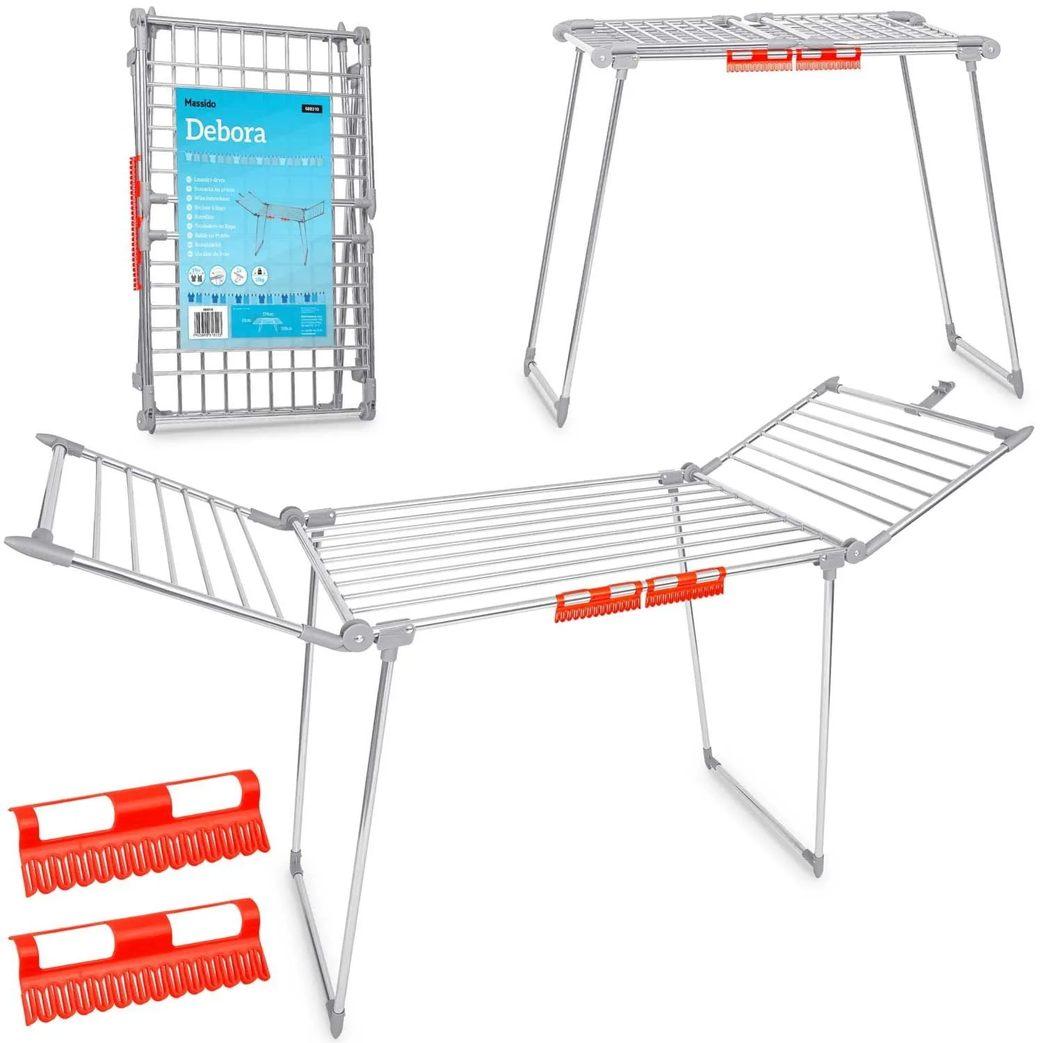Suszarka na pranie, stojąca, rozkładana, 19 mb, Debora, stal nierdzewna