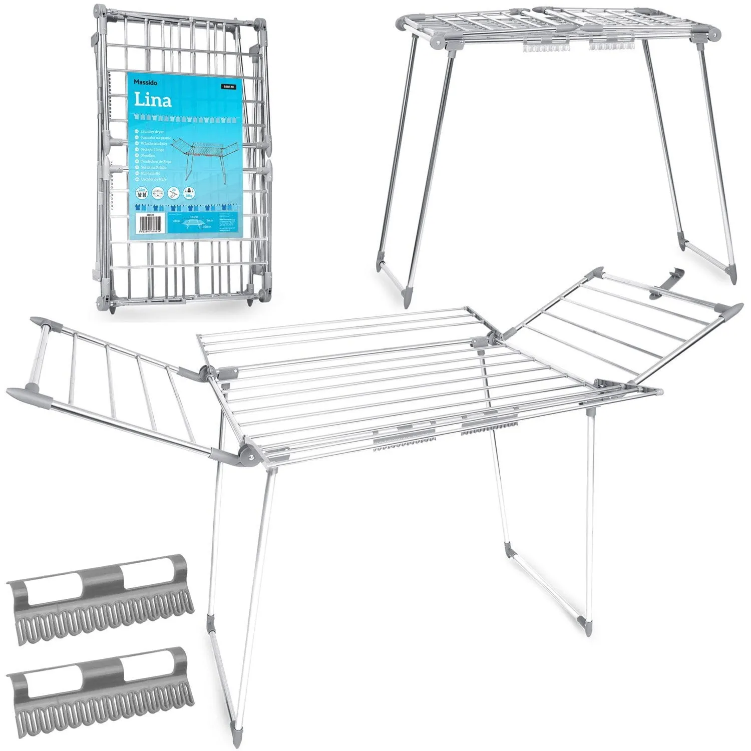 Suszarka na pranie, stojąca, rozkładana, 22 mb, Lina, stal nierdzewna