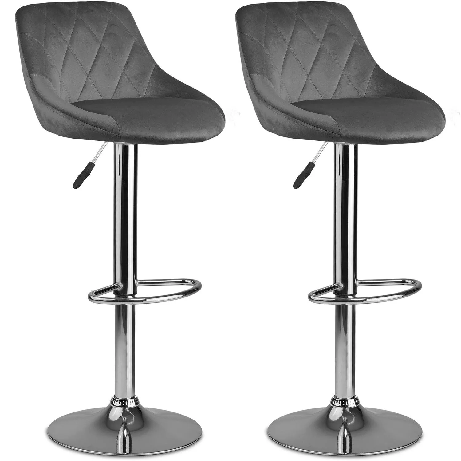 Hoker barowy z oparciem Nerra, 2 sztuki, szary