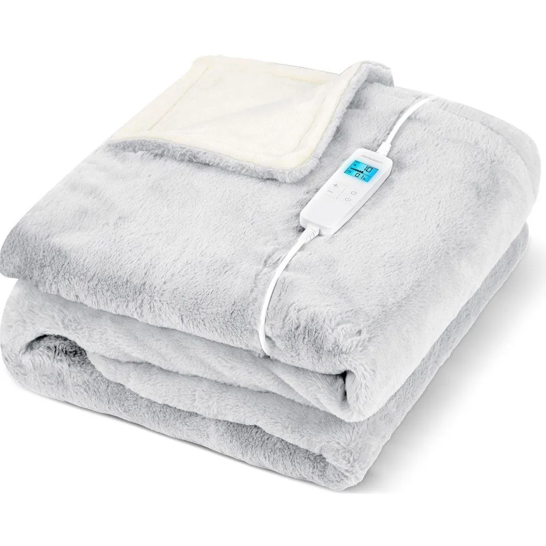 Koc elektryczny, Berdsen 180x160 cm, jasnoszary