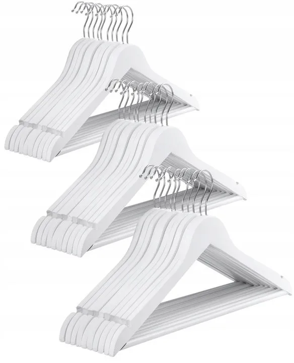 Wieszaki na ubrania, drewniane, 30 szt, Massido, biały