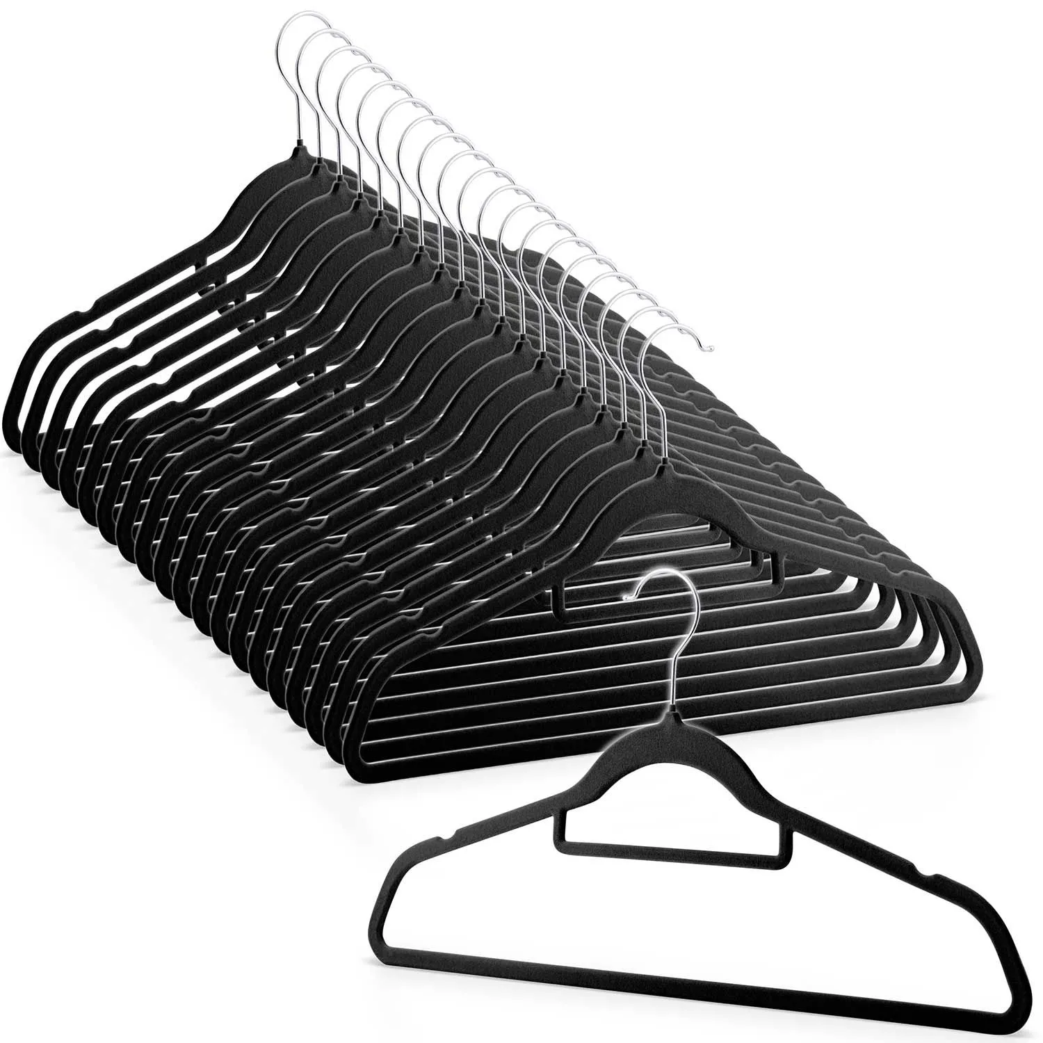 Welurowe wieszaki na ubrania, 20 szt, Massido, czarny