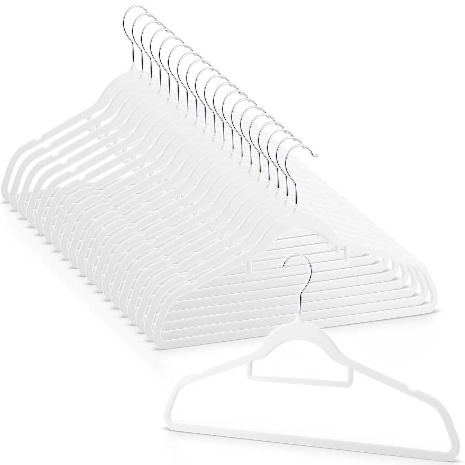 Welurowe wieszaki na ubrania, 20 szt, Massido, biały