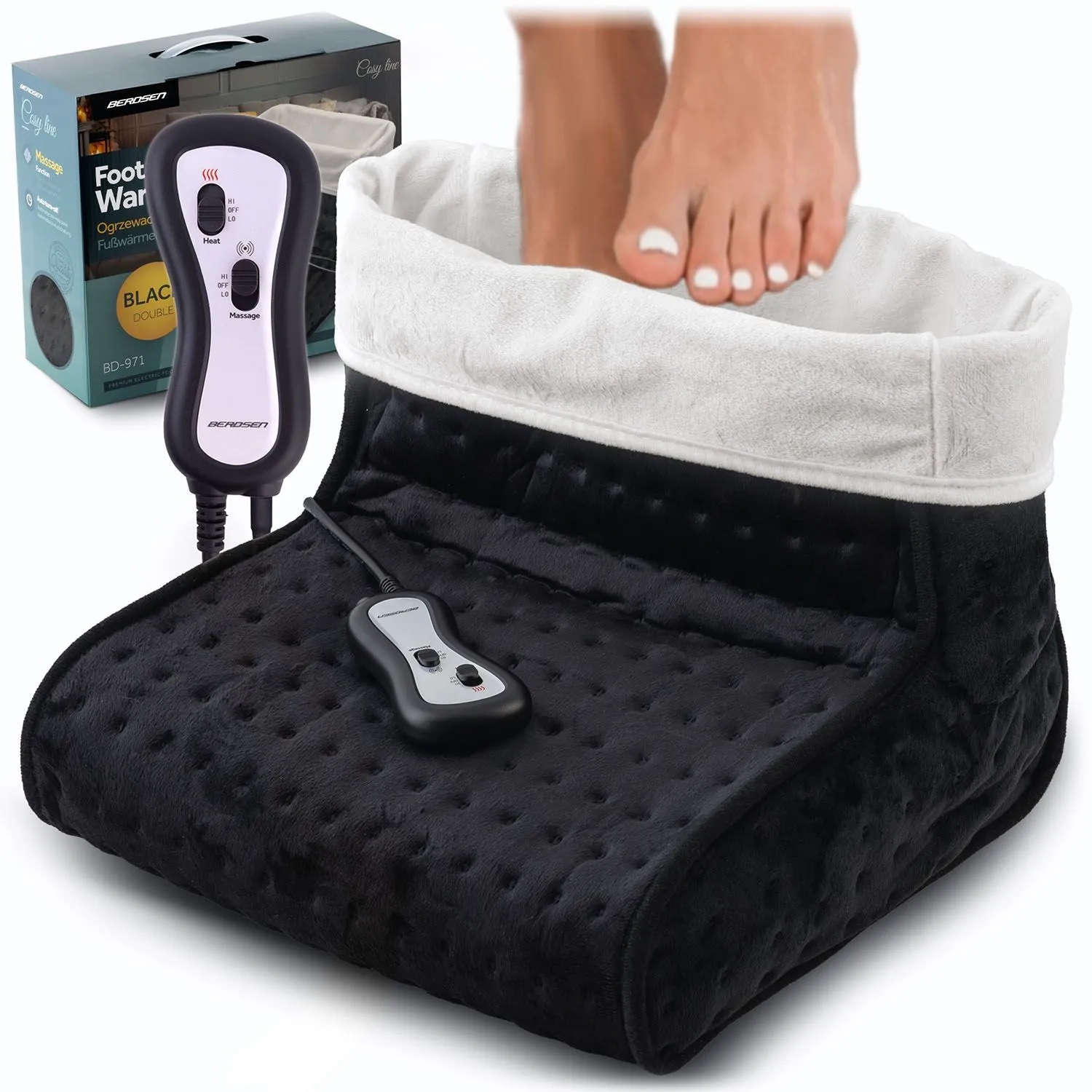 Elektryczny ogrzewacz do stóp, Berdsen, BD-971, czarny