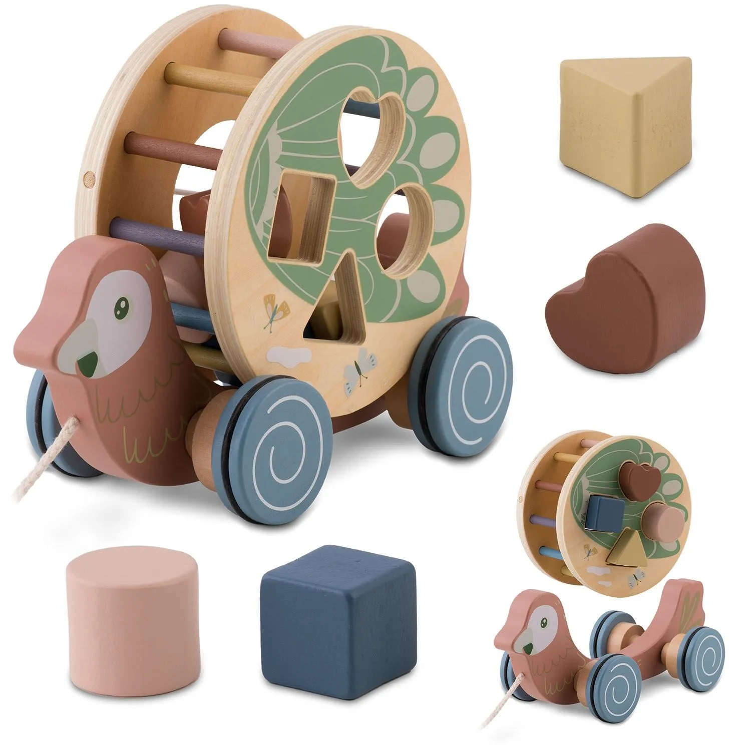 Drewniana zabawka do ciągnięcia Papuga, NK-854, Nukido