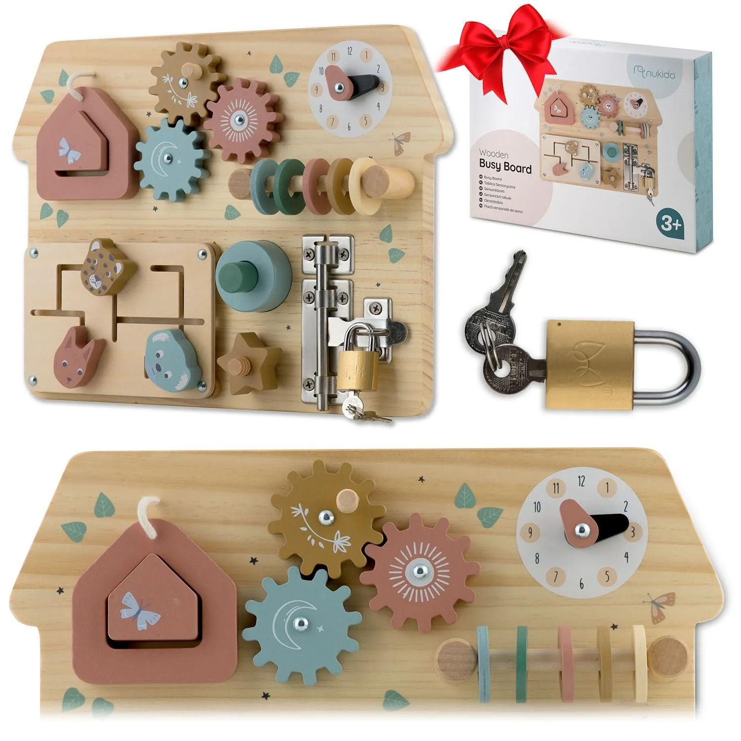 Drewniana tablica sensoryczna, NK-859, Nukido