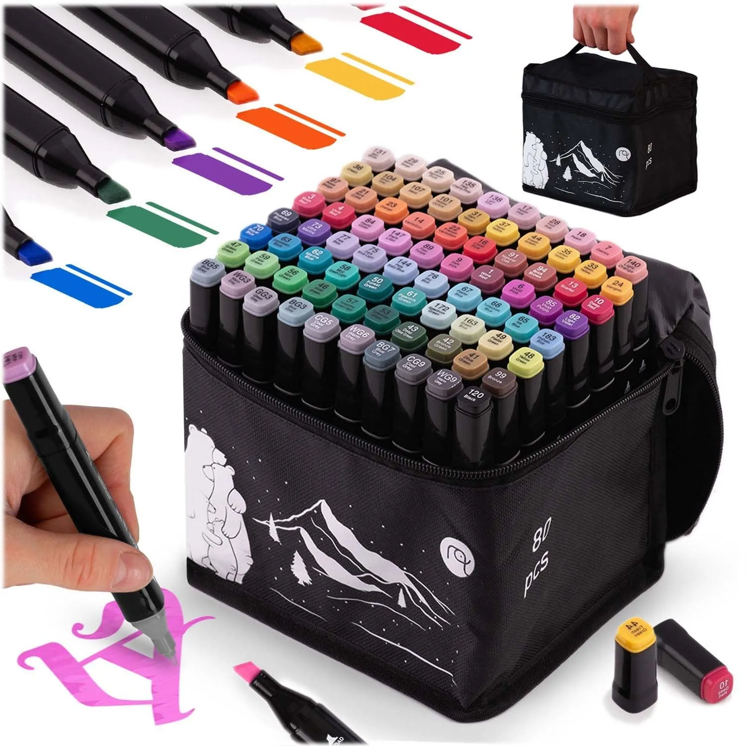 Markery alkoholowe z torbą, 80 szt, Nukido, NK-912