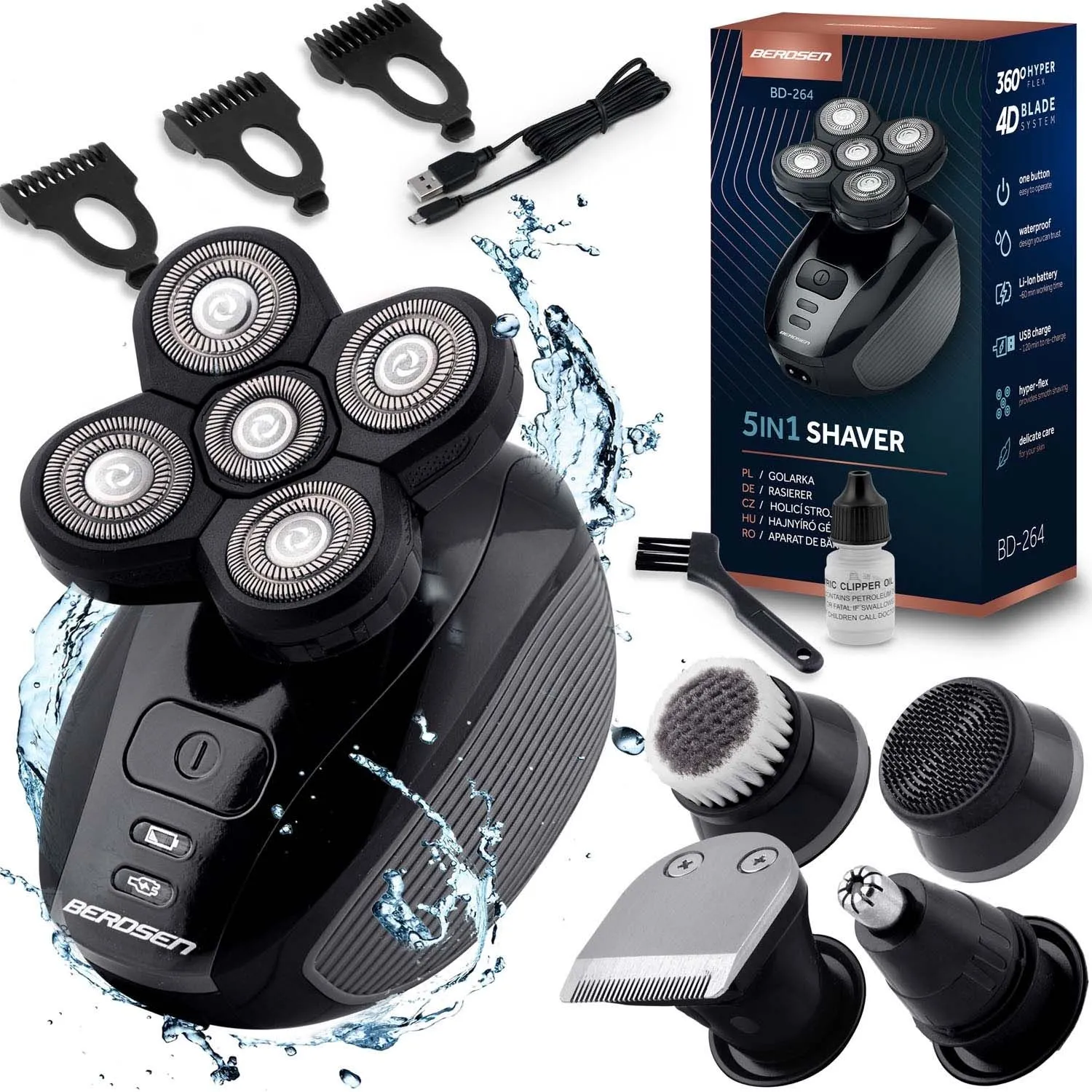 Golarka elektryczna, Berdsen, BD-264, czarna