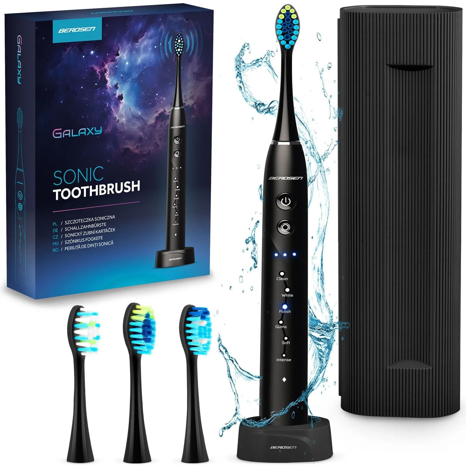 Szczoteczka soniczna do zębów, Berdsen Galaxy, czarna