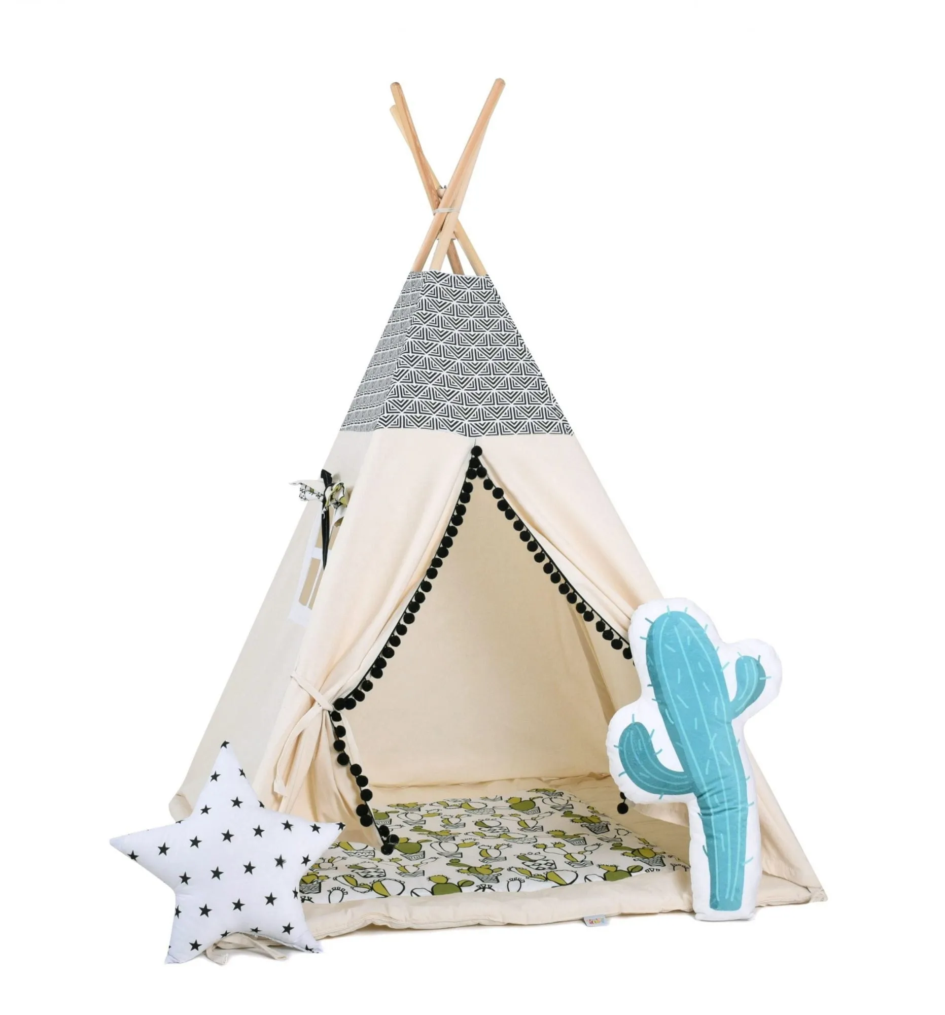 Namiot tipi dla dzieci, bawełna, okienko, kaktus, meksykańska zabawa