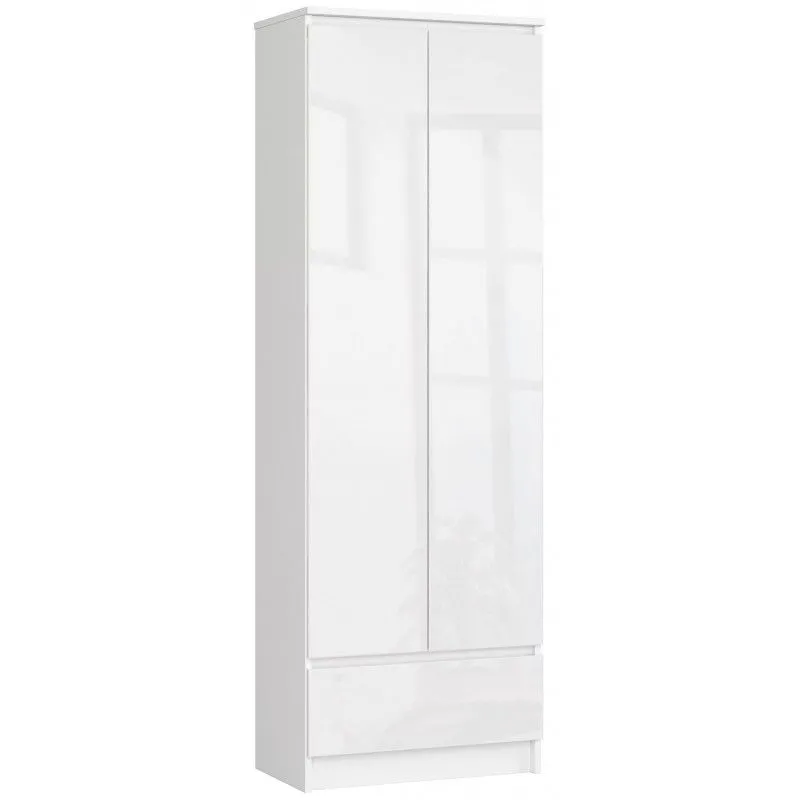 Regał biurowy, szafa, zamykany, 60x35x180 cm, biały, połysk