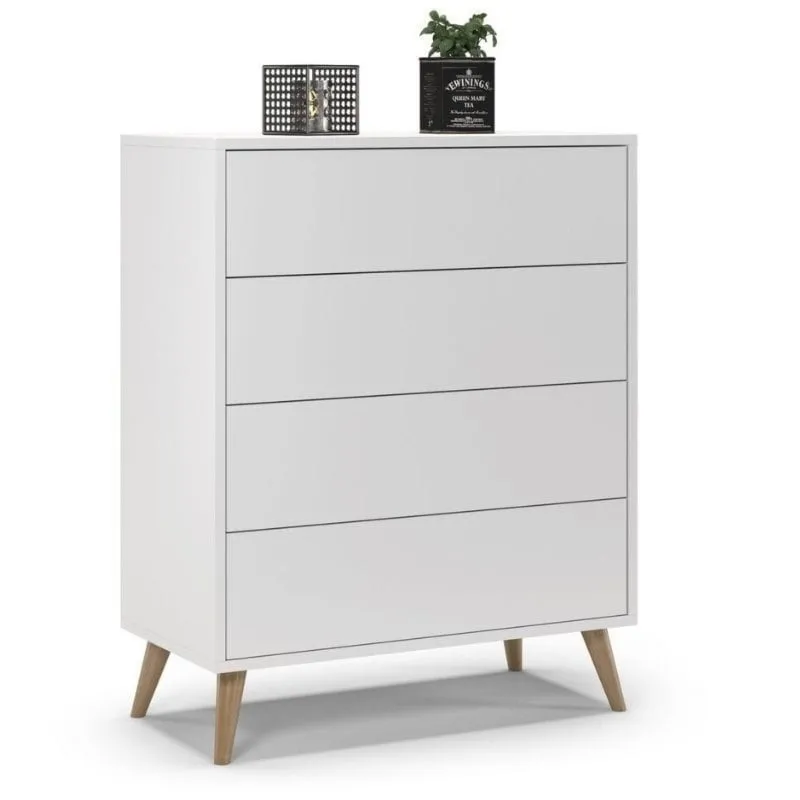 Komoda do salonu, sypialni, SKAND, 80x40x100 cm, biel, mat