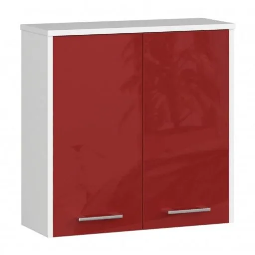 Szafka wisząca, witryna, fin, 60x23x60 cm, biel, czerwony, połysk