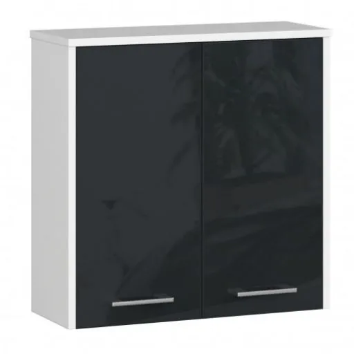 Szafka wisząca, witryna, fin, 60x23x60 cm, biel, grafit, połysk