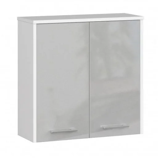 Szafka wisząca, witryna, fin, 60x23x60 cm, biel, metalik, połysk