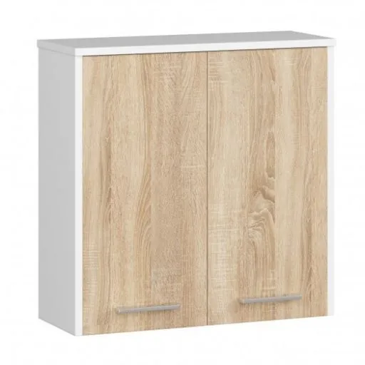 Szafka wisząca, witryna, fin, 60x23x60 cm, biel, dąb sonoma, mat