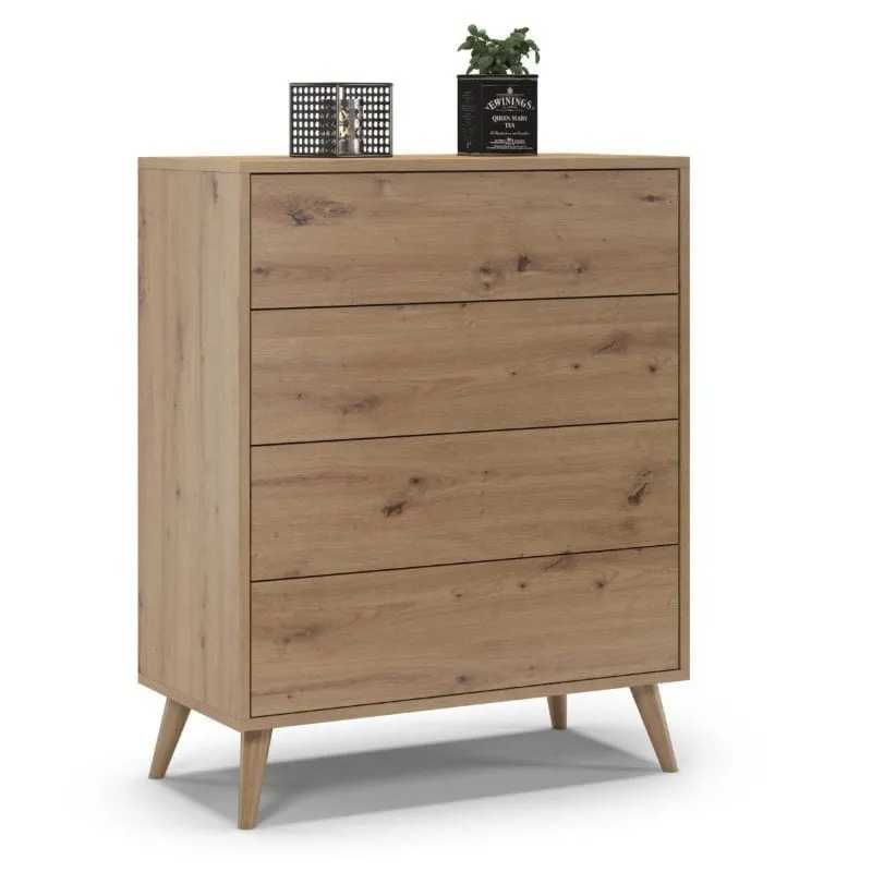 Komoda do salonu, sypialni, SKAND, 80x40x100 cm, dąb, mat