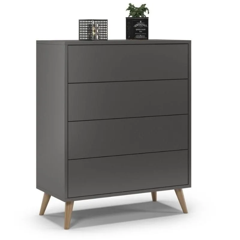 Komoda do salonu, sypialni, SKAND, 80x40x100 cm, grafit, mat