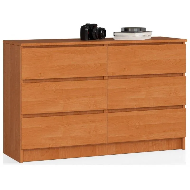 Komoda do salonu, sypialni, 6 szuflad, 120x40x77 cm, olcha, mat