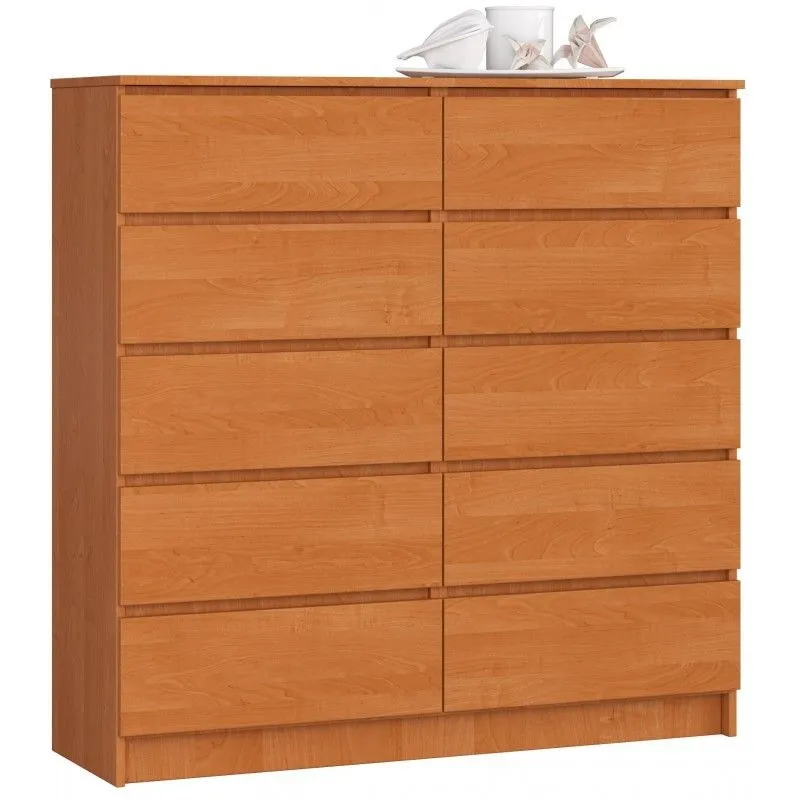 Komoda do salonu, sypialni, 10 szuflad, 120x40x121 cm, olcha, mat