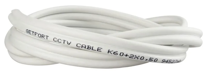 Przewód kabel koncentryczny z zasilaniem do CCTV BIAŁY K60+2x0,5mm2 GETFORT 100m