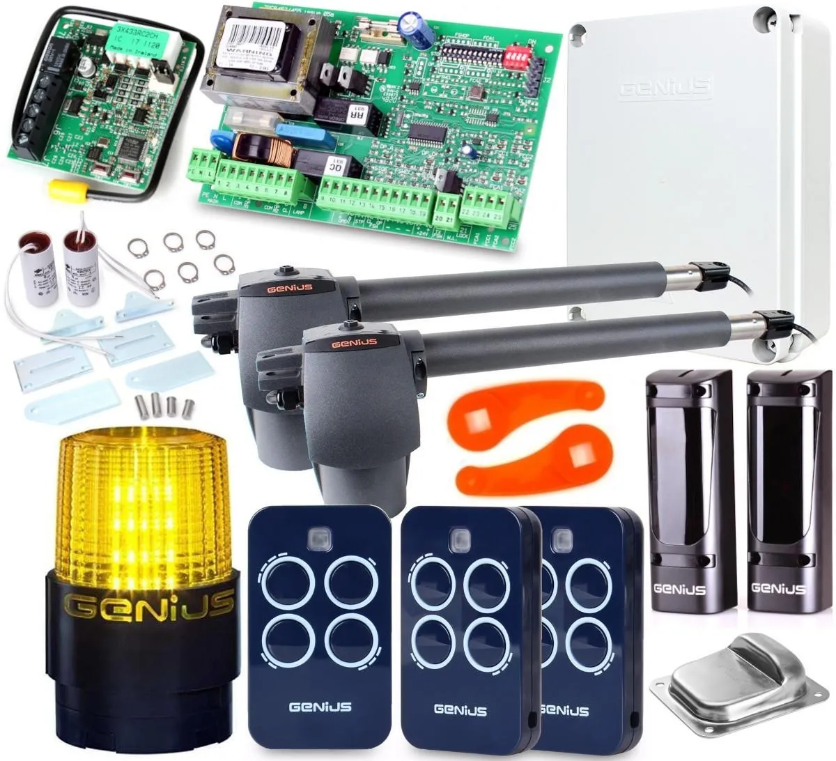 Zestaw Genius G-Bat 300 do 6m bram dwuskrzydłowych (lampa + stopka + 3 piloty)