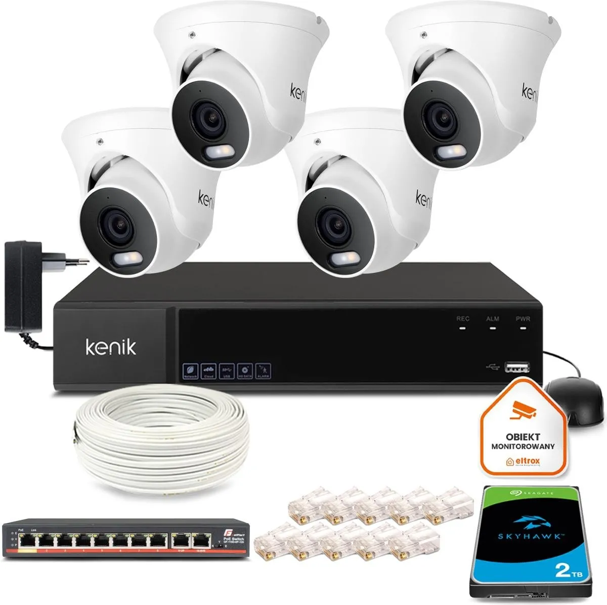 Zestaw monitoringu IP domu 4MPX Kenik