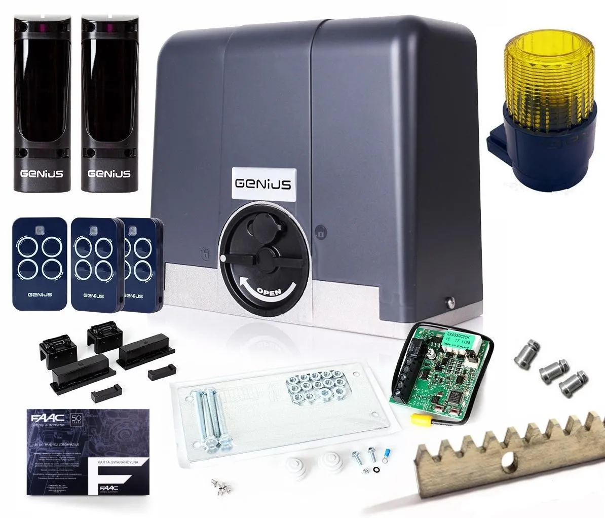 Zestaw Genius Blizzard 500 + listwy + lampa do 500kg bram przesuwnych