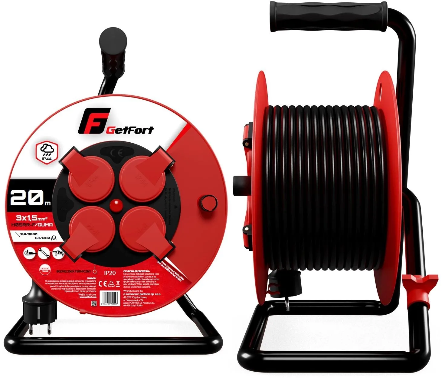 Przedłużacz bębnowy Getfort P20 3x1,5 H05RR-F 20m