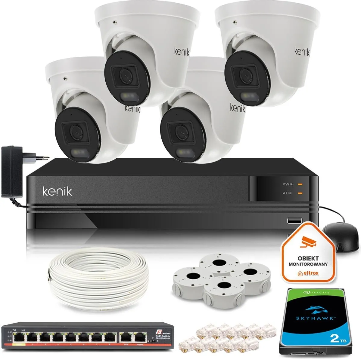 Zestaw monitoringu Kenik IP 8CH 4 kamery 5MPx