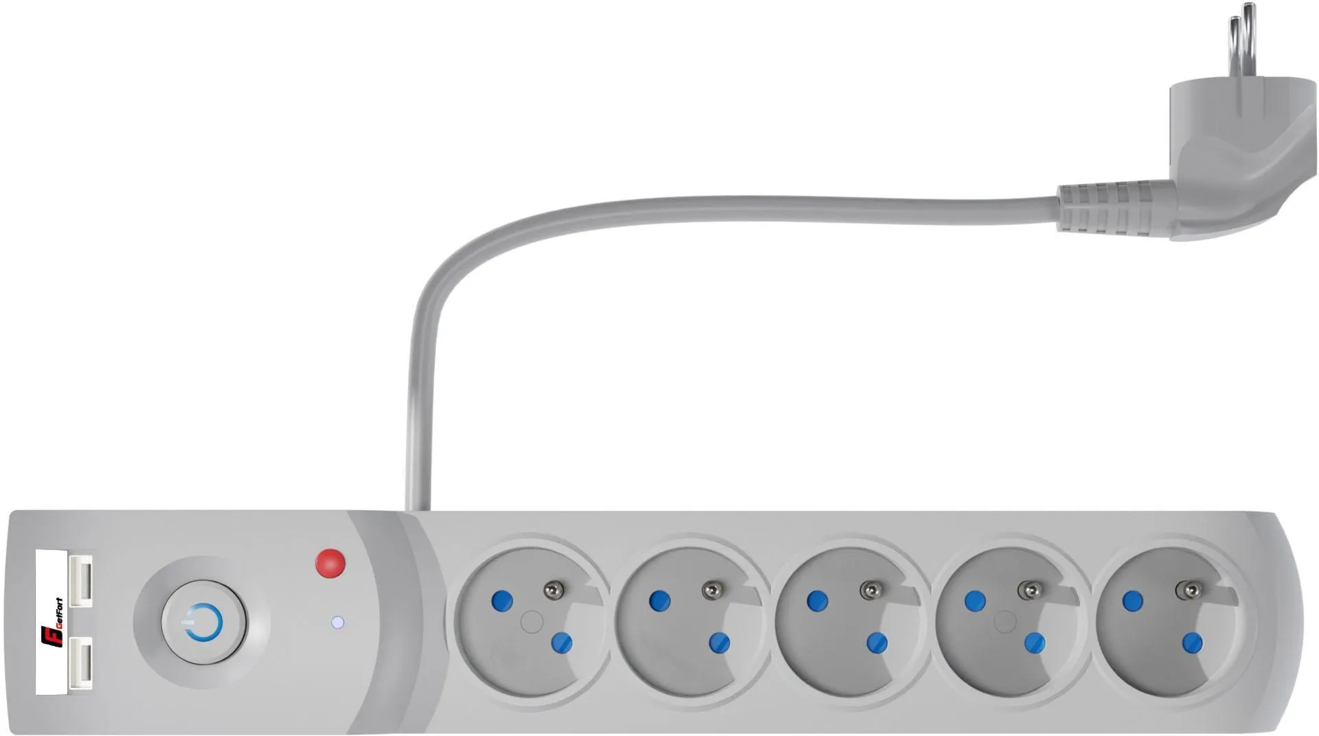 Listwa zasilająca antyprzepięciowa Getfort 5P 3m Szara USB