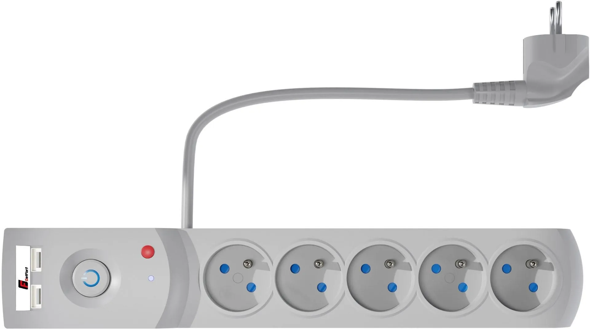 Listwa zasilająca antyprzepięciowa Getfort 5P 5m Szara USB