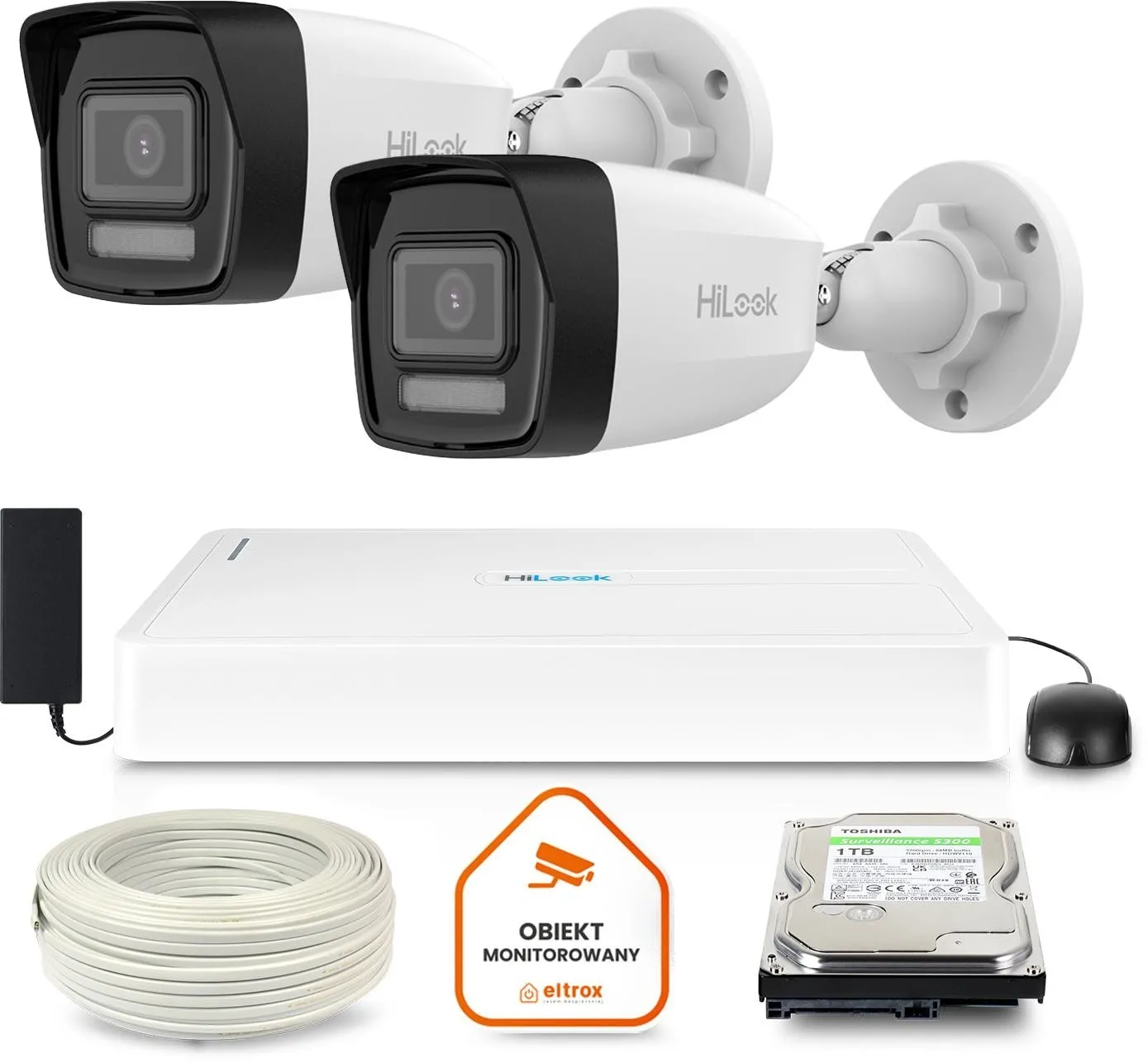 Zestaw monitoringu Hilook 2 kamer IP IPCAM-B4-30DL dysk 1TB