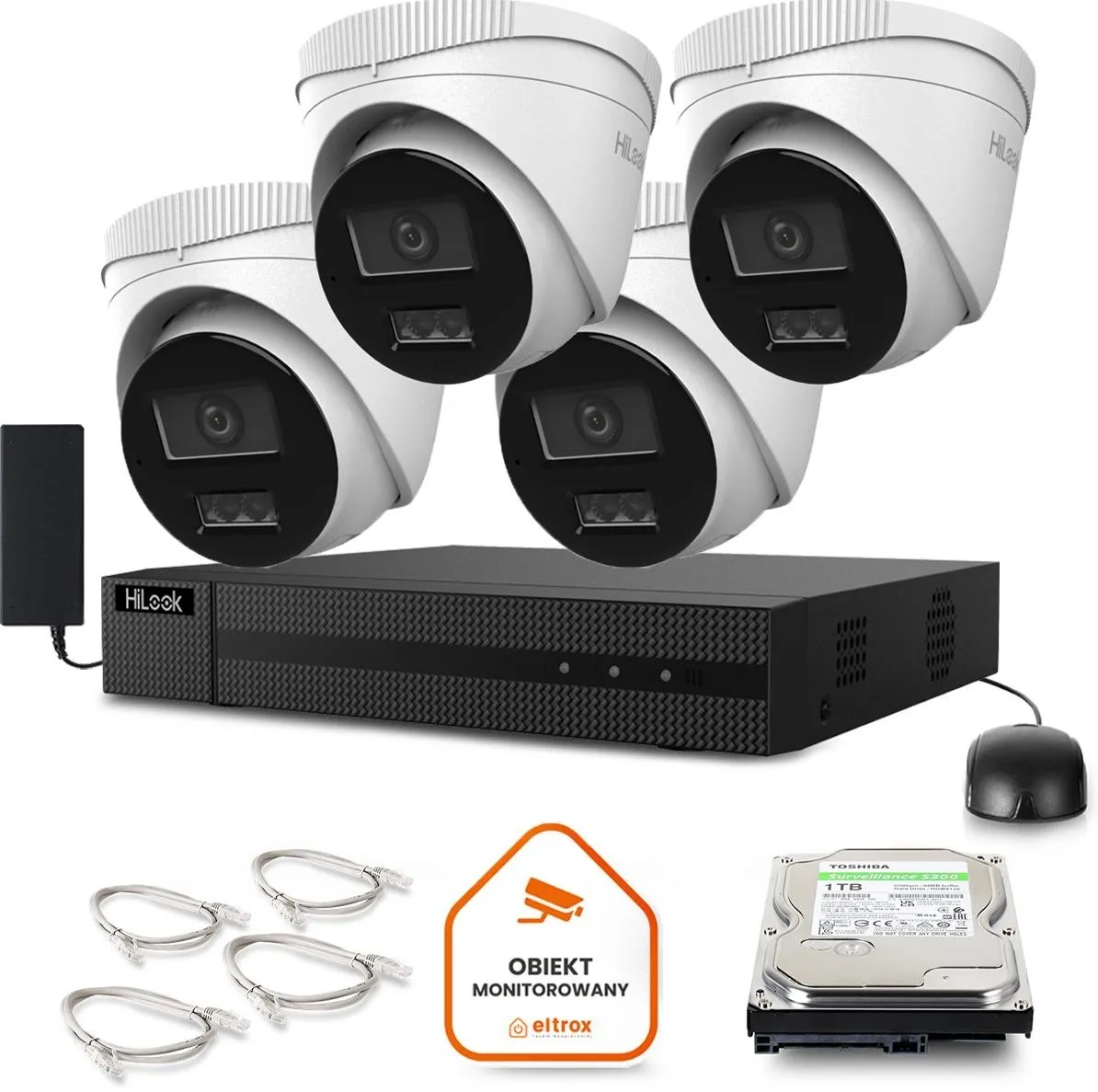 Zestaw monitoringu Hilook 4 kamer IP IPCAM-T4-30DL dysk 1TB