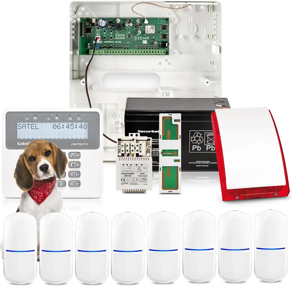 System alarmowy Satel Perfecta 16 SET-A, 8x czujka na zwierzęta
