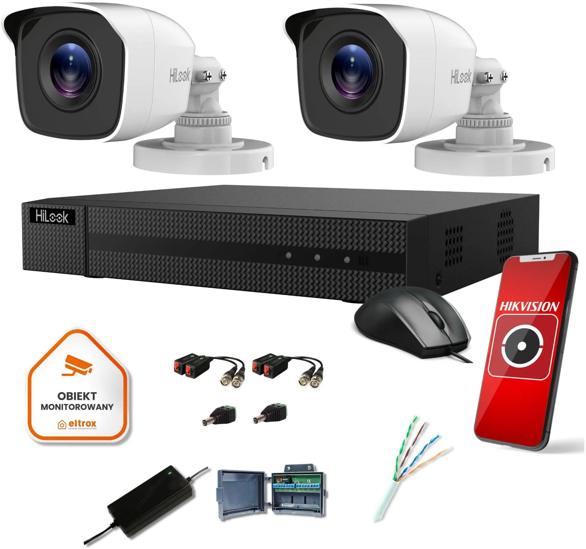 Zestaw monitoringu Hilook by Hikvision 2 kamer 2MPx TVICAM-B2M