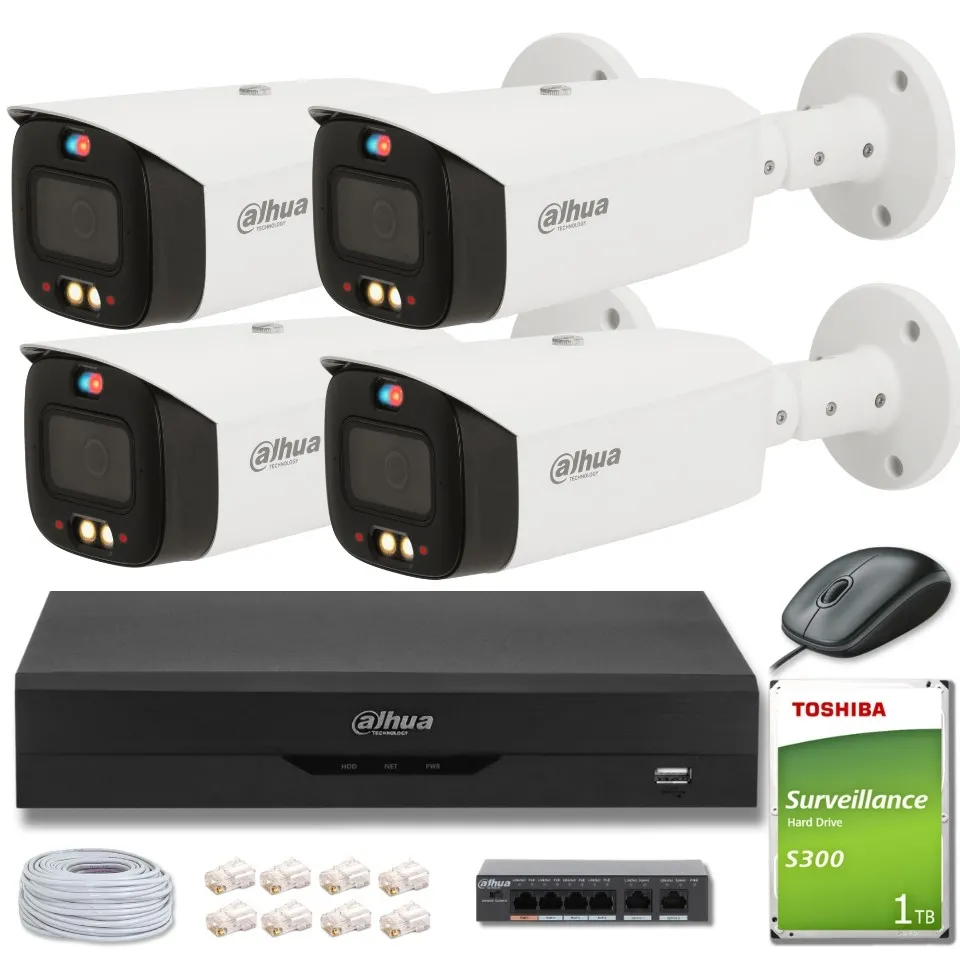 Zestaw monitoringu IP DAHUA 4 kamery IPC-HFW3549T1-AS-PV-0280B-S4 5Mpx