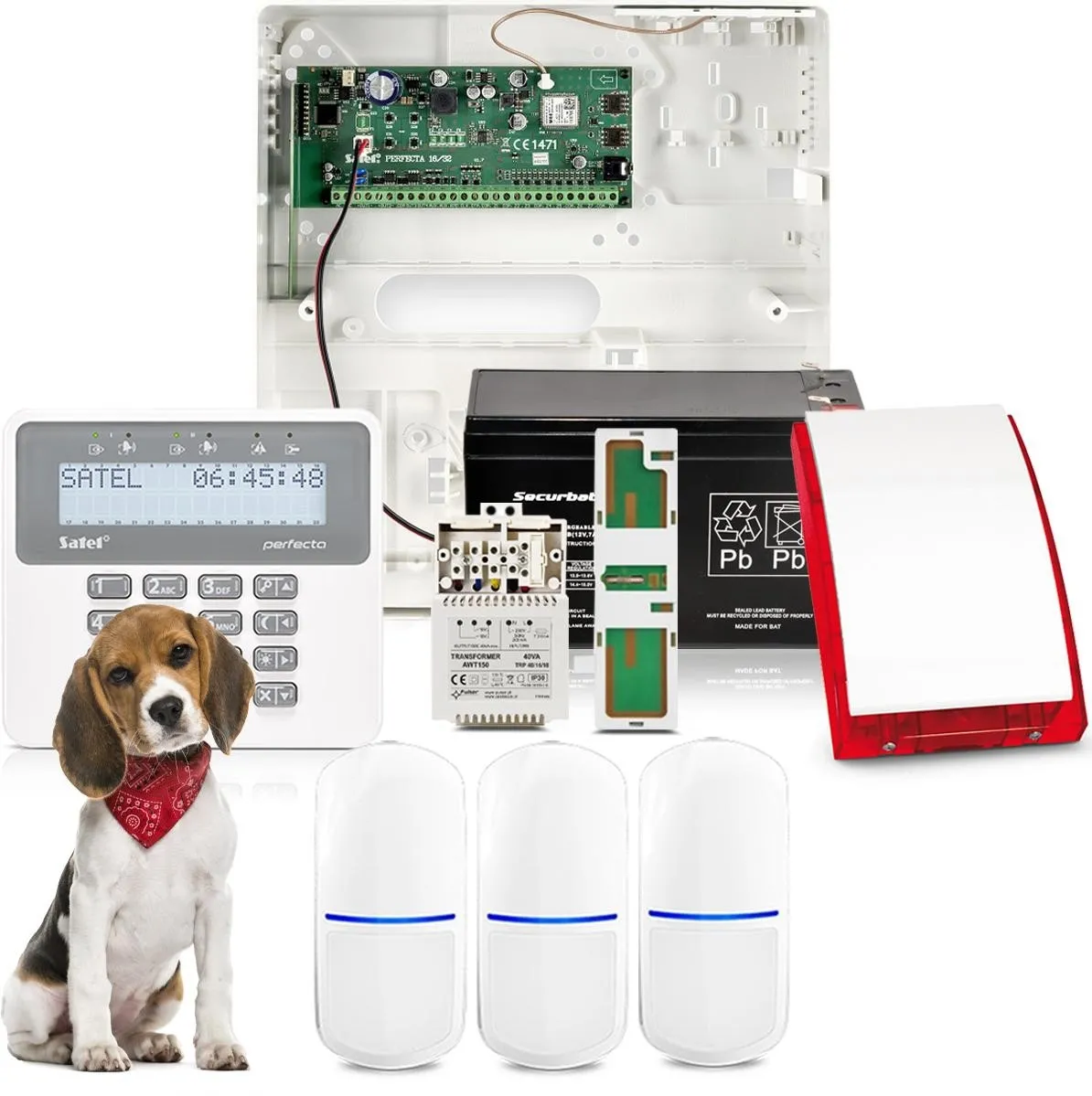 System alarmowy Satel Perfecta 16 SET-A, 3x czujka na zwierzęta