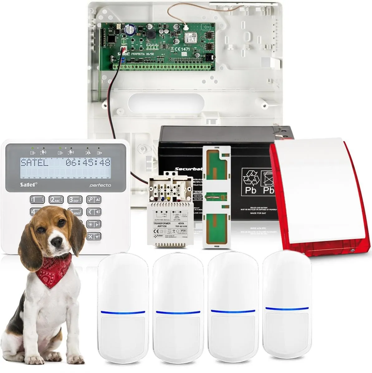 System alarmowy Satel Perfecta 16 SET-A, 4x czujka na zwierzęta