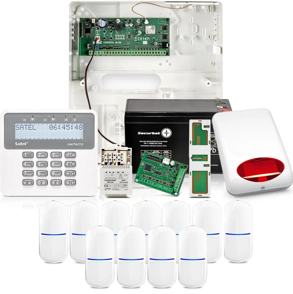 Zestaw alarmowy Satel Perfecta 16, 11x czujek ruchu, LCD, aplikacja mobilna, powiadomienie