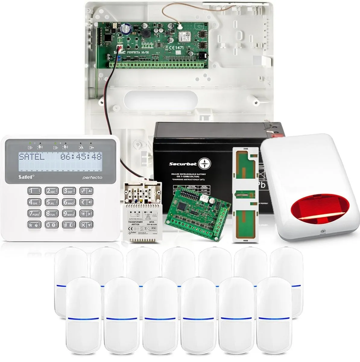 Zestaw alarmowy Satel Perfecta 16, 13x czujek ruchu, LCD, aplikacja mobilna, powiadomienie
